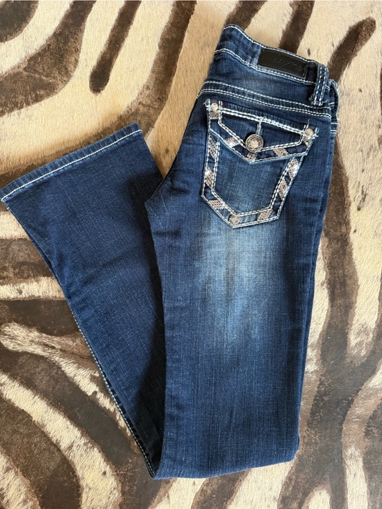Daytrip Denim - Daytrip Dark Blue Womens Bootcut Jeans with Embroidered Pocket